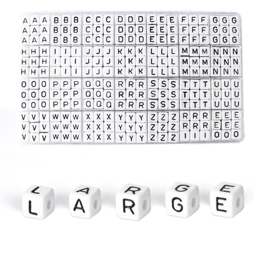 Große, quadratische Buchstabenperlen für Schlüsselanhänger, Jumbo-Buchstaben-Anhänger für Taschenanhänger, Schlüsselbänder, Urlaubsgirlanden, große Perle für Heimdekoration, Handwerk, 10 x 10 mm von Horsdo