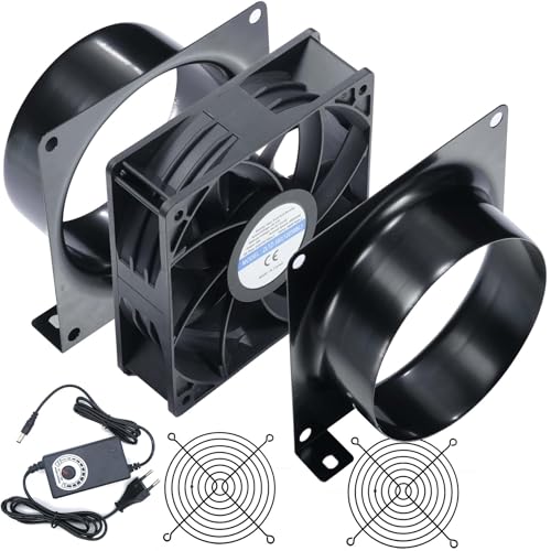 DC12V Rohrventilator 100mm, 3000U/min Lüfter Axiallüfter Abluftventilator 100mm, mit 0~100% Dimmer, Kanaladapter, Netze für 3D-Laser, Spritzkabine, Growzelt DIY-Projekt von Hose Vary