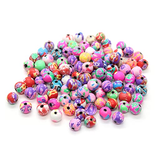 100 Stück 10 mm Kugel Blumen Runde Perlen, Weiche Keramikperlen, Runde Perlen in Gemischter Farbe, Gemischte Perlen mit Löchern, Zur Herstellung von Armbändern (Farbe) von Hoshisea