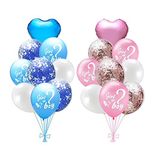 18 Stück Gender Reveal Party Ballon, Luftballons mit Konfetti, Junge und Mädchen Luftballons, Verwendung für Geschlechtsankündigungspartys, Babypartydekoration von Hoshisea