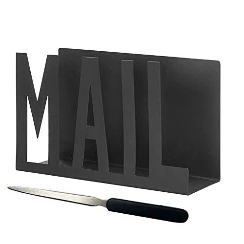 Hoshisea Briefablage, Metall Briefständer, Schwarz Metall Brief Sortierer, Schwarz Briefständer, Metall Briefablage, mit Brieföffner, Aktenregal geeignet für Zuhause, Büro, Schule von Hoshisea