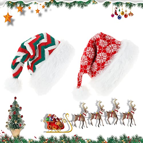 2 Stück Nikolausmütze Plüsch, Weihnachtsmützen Set, Gestrickte Weihnachtsmütze, für Weihnachts, Neujahrskostüm-Partydekoration, Den Täglichen Gebrauch von Hoshisea