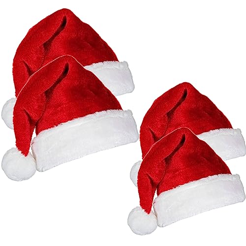 Hoshisea 4 Stück Nikolausmütze, Mütze Weihnachten Kinder, Weihnachtsfeier Mütze, Weihnachtsmützen Set, Unisex, Verwendet für Weihnachts- und Neujahrskostüm-Partydekoration von Hoshisea