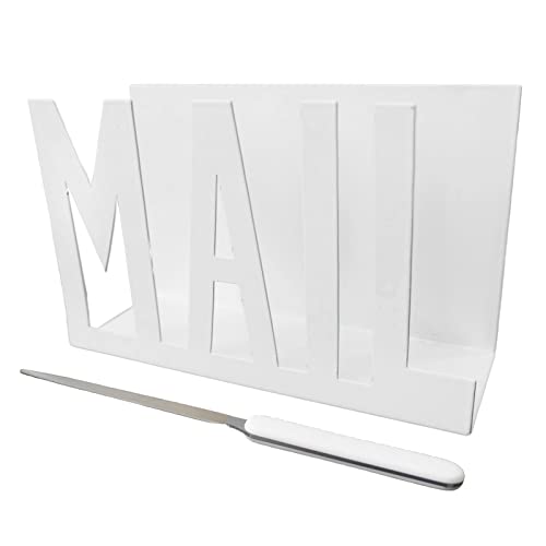 Hoshisea Briefablage, Metall Briefständer Weiß, Brief Sortierer mit Brieföffner für Zuhause, Büro, Schule von Hoshisea