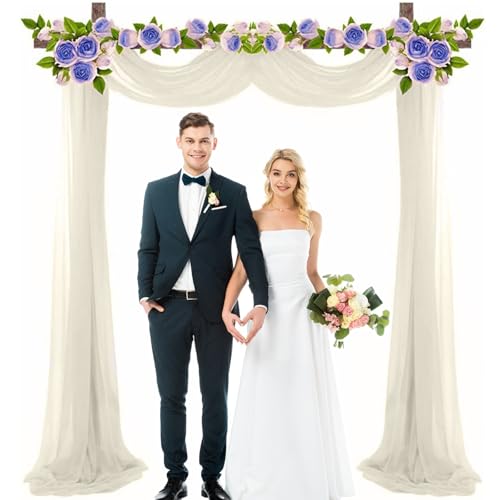 Hoshisea Hochzeitsbogen-Drapierstoff, Hochzeitsbogen Tüllstoff, Vorhänge Hochzeit Bogen Vorhänge, für Stuhldekoration, Requisiten Schießen (Milchig Weiß) von Hoshisea