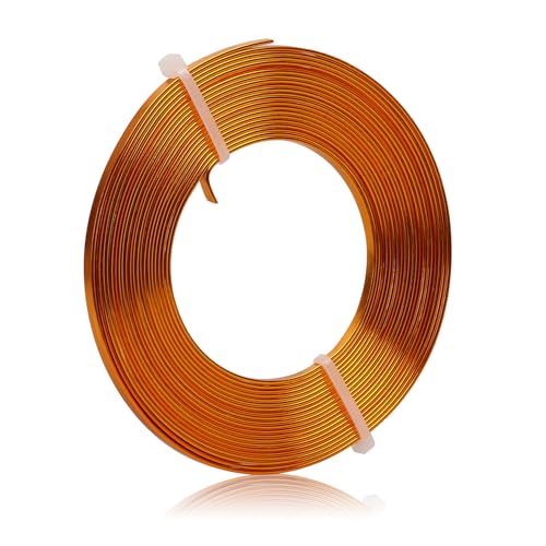Flaches Aluminiumdraht - 3 x 1 mm - 5 Meter breites flaches Schmuckhandwerksdraht für Fassung, Modellieren, Armatur, Schmuckherstellung - Goldenes Gelb Flaches Aluminiumdraht - 3 x 1 mm - 5 Meter breites flaches Schmuckhandwerksdraht für Fassung, Modellieren, Armatur, Schmuckherstellung - Goldenes Gelb von Hosifiy