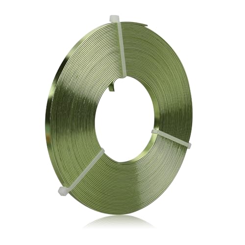 Flaches Aluminiumdraht - 5 x 1 mm - 10 Meter breites flaches Schmuckhandwerksdraht für Fassung, Modellieren, Armatur, Schmuckherstellung - Grasgrün von Hosifiy