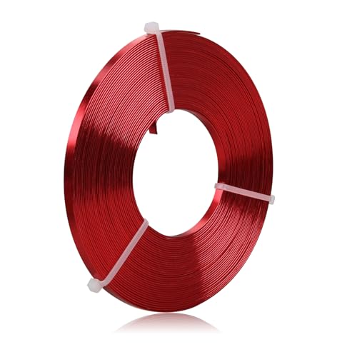 Flaches Aluminiumdraht - 5 x 1 mm - 10 Meter breites flaches Schmuckhandwerksdraht für Fassung, Modellieren, Armatur, Schmuckherstellung - Rot Flaches Aluminiumdraht - 5 x 1 mm - 10 Meter breites flaches Schmuckhandwerksdraht für Fassung, Modellieren, Armatur, Schmuckherstellung - Rot von Hosifiy