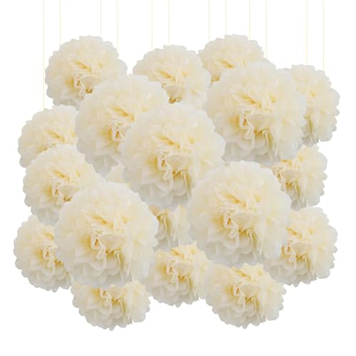 Pompons aus Seidenpapier, Beige, 15,2 cm, Seidenpapier-Pompons für Verlobung, Hochzeit, Geburtstag, Party, Dekoration, 20 Stück Pompons aus Seidenpapier, Beige, 15,2 cm, Seidenpapier-Pompons für Verlobung, Hochzeit, Geburtstag, Party, Dekoration, 20 Stück von Hosifiy
