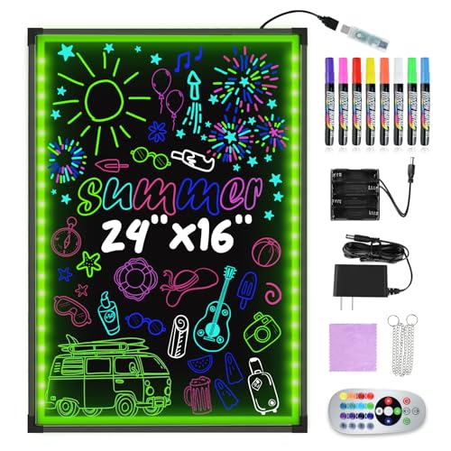 Hosim LED Zeichenbrett 40cmx60cm Leuchtende LED Schreibtafel mit Fernbedienung und 8 Neon-Stifte DIY-Design Leuchttafel mit 7 Farben blinkende Modefür Café, Bar, Restaurant, Hochzeit Hosim LED Zeichenbrett 40cmx60cm Leuchtende LED Schreibtafel mit Fernbedienung und 8 Neon-Stifte DIY-Design Leuchttafel mit 7 Farben blinkende Modefür Café, Bar, Restaurant, Hochzeit von Hosim