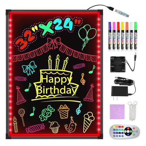 Hosim Led Zeichenbrett, 60cm x 80cm Leuchtende Werbetafel mit Fernbedienung und 8 Neon-Stifte, DIY-Design Leuchttafel für Café, Bar, Restaurant, Hochzeit Hosim Led Zeichenbrett, 60cm x 80cm Leuchtende Werbetafel mit Fernbedienung und 8 Neon-Stifte, DIY-Design Leuchttafel für Café, Bar, Restaurant, Hochzeit von Hosim