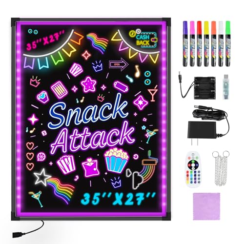 Hosim Led Zeichenbrett 70cmx90cm Leuchtende LED Schreibtafel mit Fernbedienung und 8 Neon-Stifte DIY-Design Leuchttafel mit 7 Farben blinkende Modefür Café, Bar, Restaurant, Hochzeit Hosim Led Zeichenbrett 70cmx90cm Leuchtende LED Schreibtafel mit Fernbedienung und 8 Neon-Stifte DIY-Design Leuchttafel mit 7 Farben blinkende Modefür Café, Bar, Restaurant, Hochzeit von Hosim