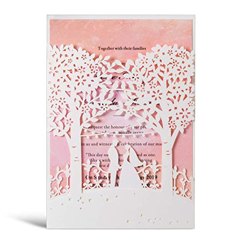 Hosmsua 50x Weiß und Rosa Bäume Hochzeit Einladungen Karte mit Aquarell einfügen Laser Cut Bäume Braut und Bräutigam Hochzeit einladen und Umschläge Hosmsua 50x Weiß und Rosa Bäume Hochzeit Einladungen Karte mit Aquarell einfügen Laser Cut Bäume Braut und Bräutigam Hochzeit einladen und Umschläge von Hosmsua