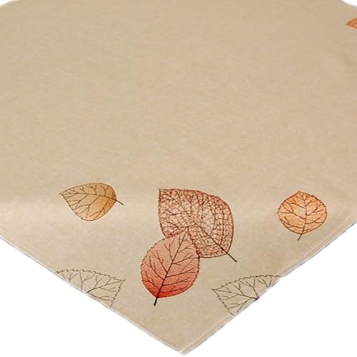 Hossner Klassische Tischdecke 85 x 85 cm Beige Eckig Blatt Blätter Braun Orange Gestickt Decke Herbst Table Clothes Stoff von Hossner