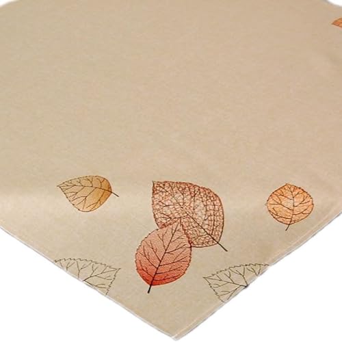 Hossner Klassische Tischdecke 85 x 85 cm Beige Eckig Blatt Blätter Braun Orange Gestickt Decke Herbst Table Clothes Stoff von Hossner