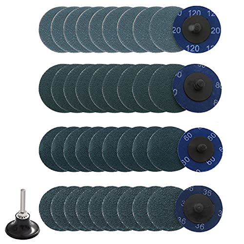 40Pcs 2 Zoll (36/60/80/120) Zirconia Roloc Quick Change Sanding Discs Set mit 1/4"Halter Die Schleifer für Surface Conditioning Burr Rust Paint Removal von Hossom