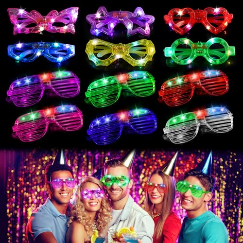 Hossom LED Brille Party Brille 12 Stück Partybrillen Neon LED Leuchtbrille Flashing Partybrille Led Brillen für Party, Geburtstagsfeier, Karneval, Konzert, Halloween, Weihnachten Hossom LED Brille Party Brille 12 Stück Partybrillen Neon LED Leuchtbrille Flashing Partybrille Led Brillen für Party, Geburtstagsfeier, Karneval, Konzert, Halloween, Weihnachten von Hossom
