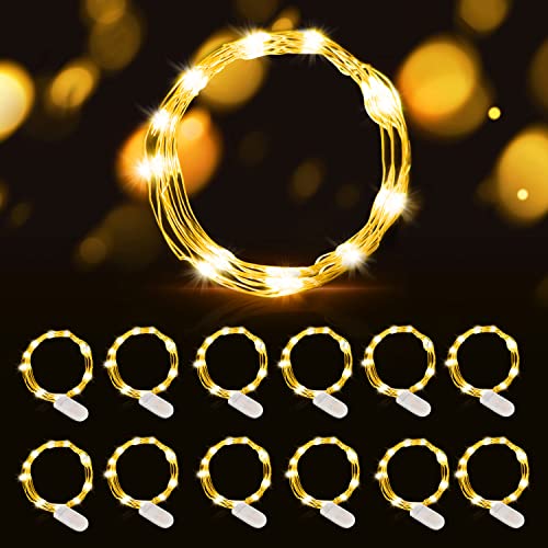 LED Lichterkette Batterie, 12 Stück 2m 20LEDs Kupferdraht Lichterkette, Mini Lichterkette, LED Micro Lichterkette, für Garten Party Weihnachten Halloween Hochzeit Beleuchtung (Warmweiß) von Hossom