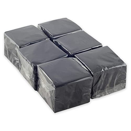 Hostelnovo - 600 Stück schwarze Tischservietten, Einweg-Papier - Mikro-Stepppapier - 10 x 10 cm (gefaltet) und 20 x 20 cm (aufgeklappt) - Ideal für Catering, Bars und Partys von Hostelnovo