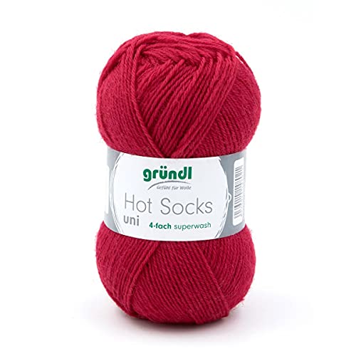 Gründl Hot Socks Sockenwolle rot Uni Farbe 34 - Karminrot, Strumpfwolle Wolle zum Socken Stricken Gründl Hot Socks Sockenwolle rot Uni Farbe 34 - Karminrot, Strumpfwolle Wolle zum Socken Stricken von Hot Socks uni 50