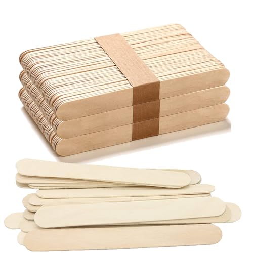 150Stück Holzstäbchen,Holzmundspatel,Verschiedene Holzspatel Waxing,Einweg Kosmetik Spatel zur Haarentfernung,mit runden, sauber geschnittenen Kanten | Ideal auch für Bastelarbeitem 1.8cm x 15cm von HotKrump