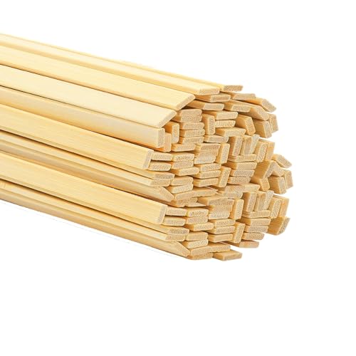 180 Stück Bambus Holzleisten, Lange Rundhölzer Natürlicher Bambusstäbe Holzstab,Rundstäbe Holzstäbchen für DIY Arts Craft Basteln Dekoration(40 cm Länge x 0,9 cm Breite x 0,2cm Dicke) von HotKrump