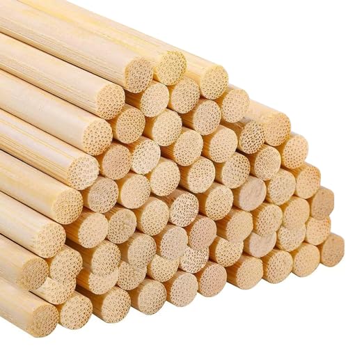 80 Stück Bambusstäbe Bastelstäbe，Bambusstäbe zum Basteln Lange Rundhölzer Natürlicher Bambusstäbe Holzstab，Rundstäbe Holzstäbchen für DIY Arts Craft Basteln Dekoration,(30cmx8mm) von HotKrump