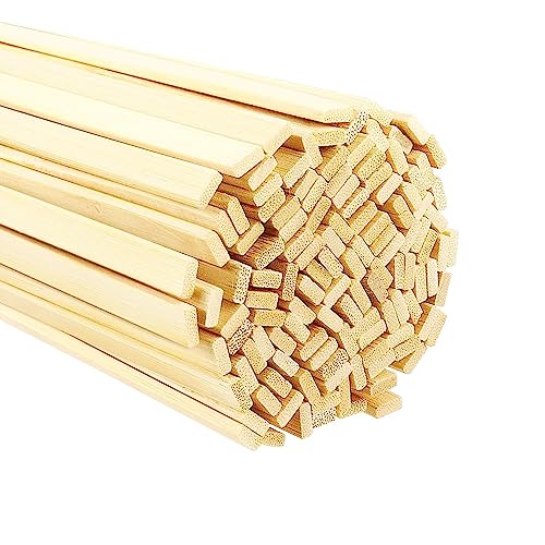 110 Stück Bambus Holzleisten, Lange Rundhölzer Natürlicher Bambusstäbe Holzstab,Rundstäbe Holzstäbchen für DIY Arts Craft Basteln Dekoration(40 cm Länge x 0,9 cm Breite x 0,3 cm Dicke) von HotKrump