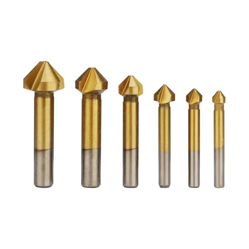 Hoteche 6teiliger Sets Kegelsenker Set HSS Titanbeschichtet mit 3 Schneiden für Metall und Holz mit Durchmessern 6.3mm-20.5mm und Schaftdurchmesser 5mm-10mm ideal für präzise Senkbohrer Anwendungen Hoteche 6teiliger Sets Kegelsenker Set HSS Titanbeschichtet mit 3 Schneiden für Metall und Holz mit Durchmessern 6.3mm-20.5mm und Schaftdurchmesser 5mm-10mm ideal für präzise Senkbohrer Anwendungen von Hoteche