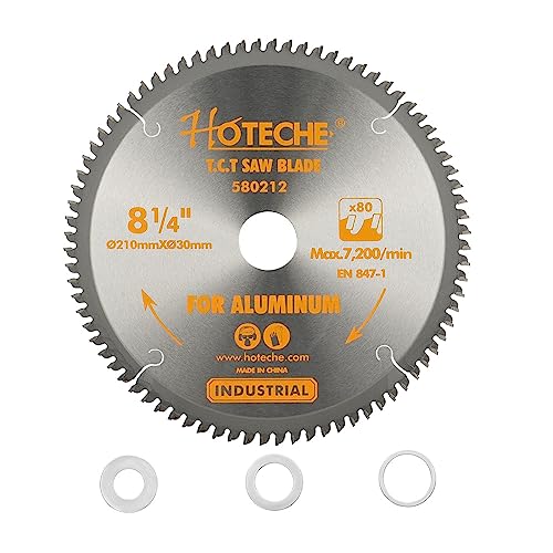 Hoteche T.C.T Kreissägeblatt 210X30X80T 210MM Durchmesser 80 Zähne SK5 Grundkörper 1.5MM geeignet für Aluminium und Kunststoff maximale Drehzahl 7200 U/min inkl drei Unterlegscheiben 25.4MM 20MM 16MM Hoteche T.C.T Kreissägeblatt 210X30X80T 210MM Durchmesser 80 Zähne SK5 Grundkörper 1.5MM geeignet für Aluminium und Kunststoff maximale Drehzahl 7200 U/min inkl drei Unterlegscheiben 25.4MM 20MM 16MM von Hoteche