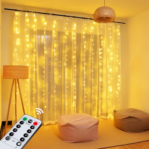 Hoteril Lichtervorhang 2.4 x 1.8m, Lichterketten Vorhang Lichterkettenvorhang 8 Modi mit Timer für Lichterkette Fenster Innen Außen Deko, Party Weihnachten Wand Hoteril Lichtervorhang 2.4 x 1.8m, Lichterketten Vorhang Lichterkettenvorhang 8 Modi mit Timer für Lichterkette Fenster Innen Außen Deko, Party Weihnachten Wand von Hoteril