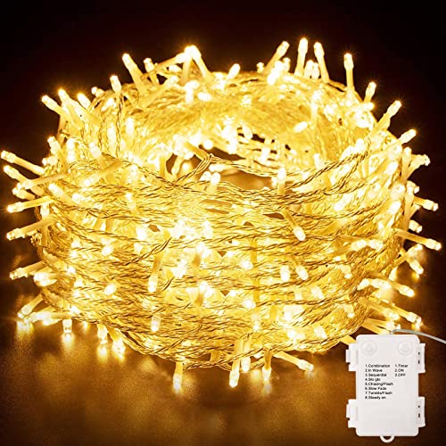 Hoteril LED Lichterkette, 13M 130LED Lichterkette batterie, 8 Modi Warmweiß lichterkette außen/innen, IP65 Wasserdicht Outdoor Lichterkette für Balkone, Gärten, Weihnachten, Partys, Hochzeiten von Hoteril