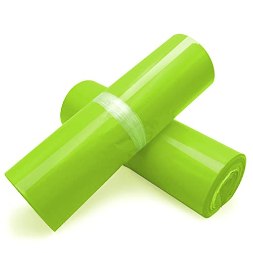 100 STK. Versandbeutel Plastik Versandtaschen, selbstklebend und Blickdicht, Versandtüten aus Plastik für Kleidung und Textilien-gelb grün weiß Versandbeutel (17*30cm/6.6*11.8 Zoll--Maca Green) von Hothotgirl