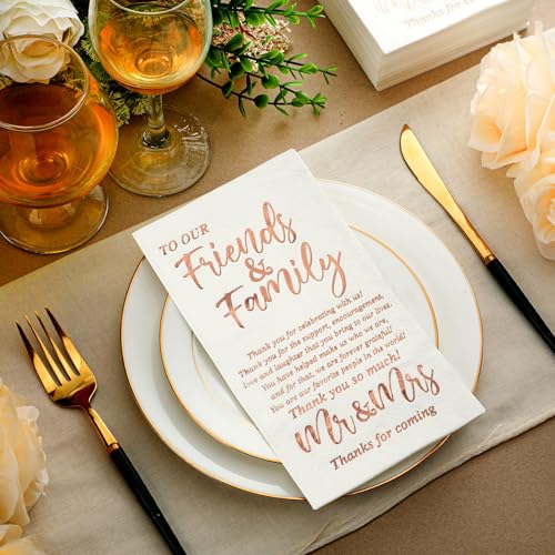 Hochzeitsservietten, Mr & Mrs, Dinner-Servietten für den Empfang, Einweg-Servietten, dekorative Handtücher für Hochzeit, Dusche, Bankett, Probe, Abendessen, Dekoration, Roségold, 100 Stück Hochzeitsservietten, Mr & Mrs, Dinner-Servietten für den Empfang, Einweg-Servietten, dekorative Handtücher für Hochzeit, Dusche, Bankett, Probe, Abendessen, Dekoration, Roségold, 100 Stück von Hotop