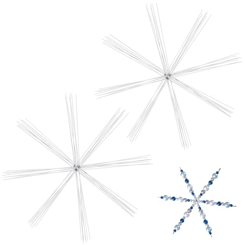 Hotop Weihnachten Schneeflocken Drahtsterne Rohlinge Bastelset Metall Perlensterne Draht zum Basteln Perlen für DIY Schmuck Party Winter Deko Bastelzubehör(24 Stück,6 Zoll) von Hotop