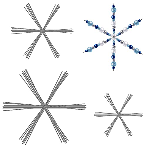 Hotop Weihnachten Schneeflocken Drahtsterne Rohlinge Bastelset Metall Perlensterne Draht zum Basteln Perlen für DIY Schmuck Party Winter Deko Bastelzubehör (24 Stück, 3,5/4,5/6 Zoll) von Hotop