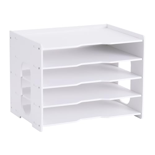 Hotyin 5 Ablagefächer Schreibtisch, Briefablage Stapelbar, Papierablage Organizer A4 Dokumentenablage für A4 Ordner, Büro, Zuhause, Schulbedarf (33 x 25 x 26 cm) von Hotyin