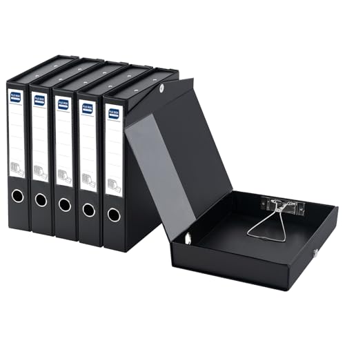 Hotyin Archivbox A4, 6 Stück Archiv-Schachtel mit Magnetverschluss und Klammer - 50mm Rückenbreite - Faltbarer Dokumentenbox für Büro, Zuhause, Schule (Schwarz) von Hotyin