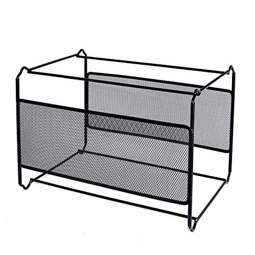 Hotyin Hängeregistraturkorb (39 x 28 x 24.8cm), Hängeregistratur-Organizer aus Metall - Einfach zu montieren - Hängeregistraturordner für Heim, Büro, Aufbewahrung und Organisation (Schwarz) von Hotyin