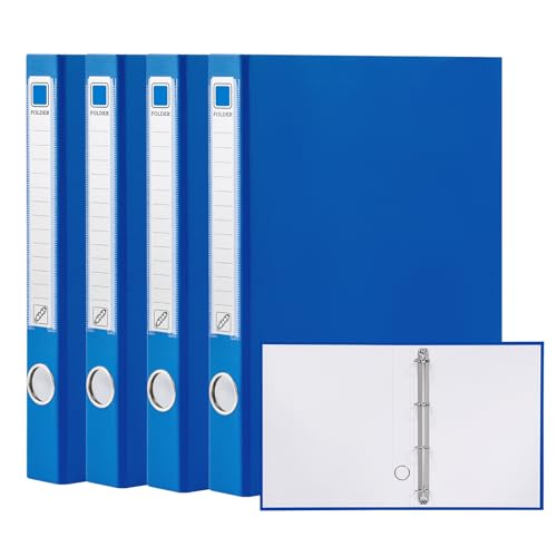 Hotyin Ringbuch A4, 4 D-Ringordner, Rückenbreite 45mm, 4 Stück Ringbuchordner, 2,5 mm Hartfaserplatte + PVC Dokumentenordner für die Aktenorganisation, Bürobedarf (Blau) von Hotyin