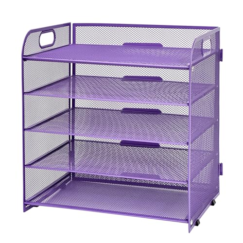 Hotyin Schreibtisch Organizer, 5 Tier Papier Briefablage Organizer - Netz Aktenregale mit Griff, A4 Dokumentenablage Ablagefächer Organiser für Büro Bedarf, Lila Hotyin Schreibtisch Organizer, 5 Tier Papier Briefablage Organizer - Netz Aktenregale mit Griff, A4 Dokumentenablage Ablagefächer Organiser für Büro Bedarf, Lila von Hotyin