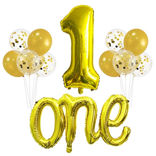 Houhounb 1. Geburtstag Dekoration Set 40 Zoll Nummer 1 Ballon Golden Große One Ballon Latexballon Luftballon für Deko Junge Mädchen Geburtstag First Birthday Dekorationen von Houhounb