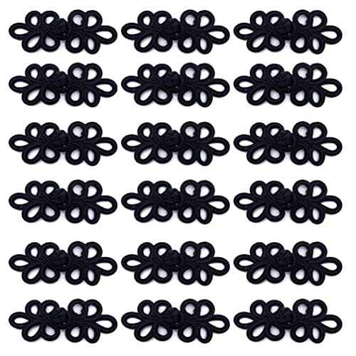Houhounb 20 Pairs Chinese Knot Frog Buttons for DIY Closure Sewing Cheongsam Sweater Coats for Coat Coats Scarf Tang Clothing, Schwarz von Houhounb