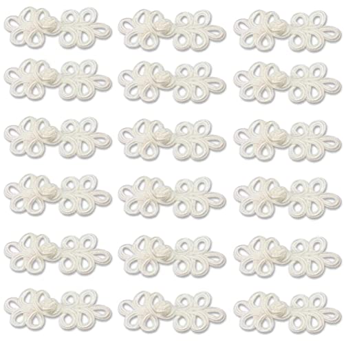 Houhounb 20 Pairs Chinese Knot Frog Buttons for DIY Closure Sewing Cheongsam Sweater Coats for Coat Coats Scarf Tang Clothing, Weiß von Houhounb