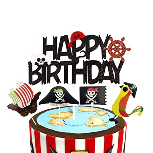 Houhounb 25 Stück Pirate Party Deko Set Piraten Kuchendeckel Picks Kuchen Topper Cupcake für Children's Birthday Party von Houhounb