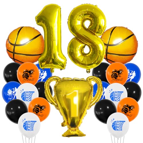 Houhounb Basketball Luftballon Set 18 Jahr Jungen Geburtstagsdeko Zahl 18 Ballon FolienBallon Basketball Druck Ballon Trophäe Ballon für 18. Geburtstag Party Dekoration Houhounb Basketball Luftballon Set 18 Jahr Jungen Geburtstagsdeko Zahl 18 Ballon FolienBallon Basketball Druck Ballon Trophäe Ballon für 18. Geburtstag Party Dekoration von Houhounb