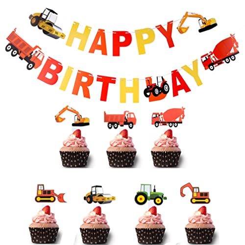 Houhounb Baufahrzeug Geburtstag Kuchendekoration Happy Birthday Banner Rot Traktor Bagger Kindergeburtstag Deko Cake Topper für Baby Jungen Mädchen Geburtstag Party Dekoration,22 Stück Houhounb Baufahrzeug Geburtstag Kuchendekoration Happy Birthday Banner Rot Traktor Bagger Kindergeburtstag Deko Cake Topper für Baby Jungen Mädchen Geburtstag Party Dekoration,22 Stück von Houhounb