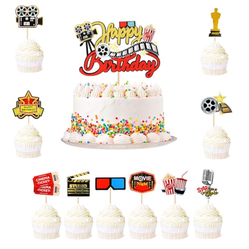 Houhounb Filmthemen Party Deko Set Kino Kuchendeckel 1 großes Happy Birthday Cake Topper und 20pcs Kuchen Topper Cupcake Picks für Film Themed Geburtstag Party Dekorationen Houhounb Filmthemen Party Deko Set Kino Kuchendeckel 1 großes Happy Birthday Cake Topper und 20pcs Kuchen Topper Cupcake Picks für Film Themed Geburtstag Party Dekorationen von Houhounb
