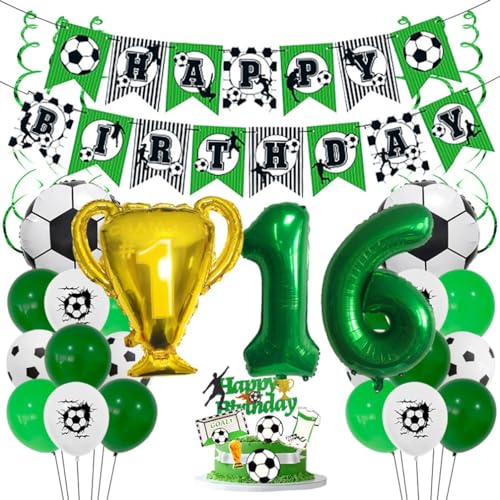 Houhounb Fußball Grüner Serie 16. Geburtstag Deko Fussball Deko Happy Birthday Banner Party Deko No.16 Fußball Luftballon Tortendeko für Thema Fußball 16 Jahre Geburtstag Dekoration Houhounb Fußball Grüner Serie 16. Geburtstag Deko Fussball Deko Happy Birthday Banner Party Deko No.16 Fußball Luftballon Tortendeko für Thema Fußball 16 Jahre Geburtstag Dekoration von Houhounb