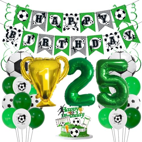 Houhounb Fußball Grüner Serie 25. Geburtstag Deko Fussball Deko Happy Birthday Banner Party Deko No.25 Fußball Luftballon Tortendeko für Thema Fußball 25 Jahre Geburtstag Dekoration Houhounb Fußball Grüner Serie 25. Geburtstag Deko Fussball Deko Happy Birthday Banner Party Deko No.25 Fußball Luftballon Tortendeko für Thema Fußball 25 Jahre Geburtstag Dekoration von Houhounb